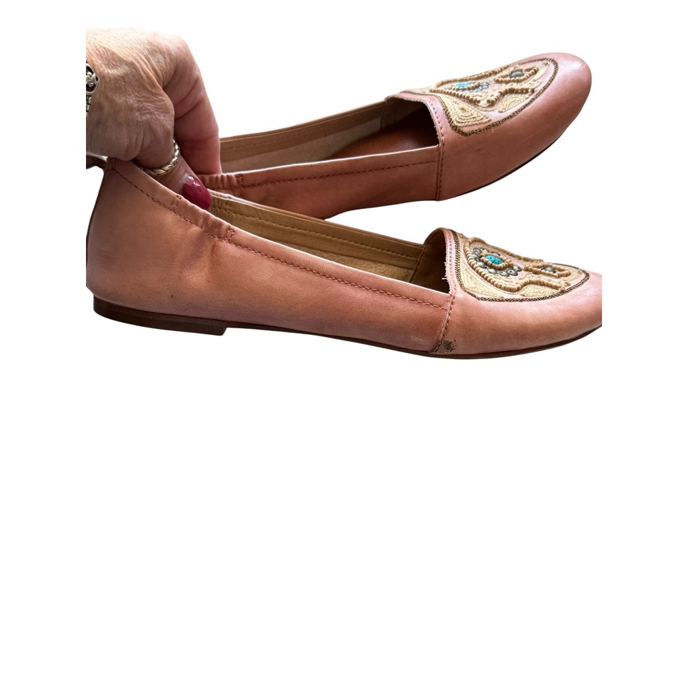 Latigo Bindu Pink Leather Beaded Boho Ballet Flats Womens 9.5 M - Picture 8 of 9